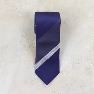 Seaward & Stearn Silk Woven Necktie - Black & Blue Stripe