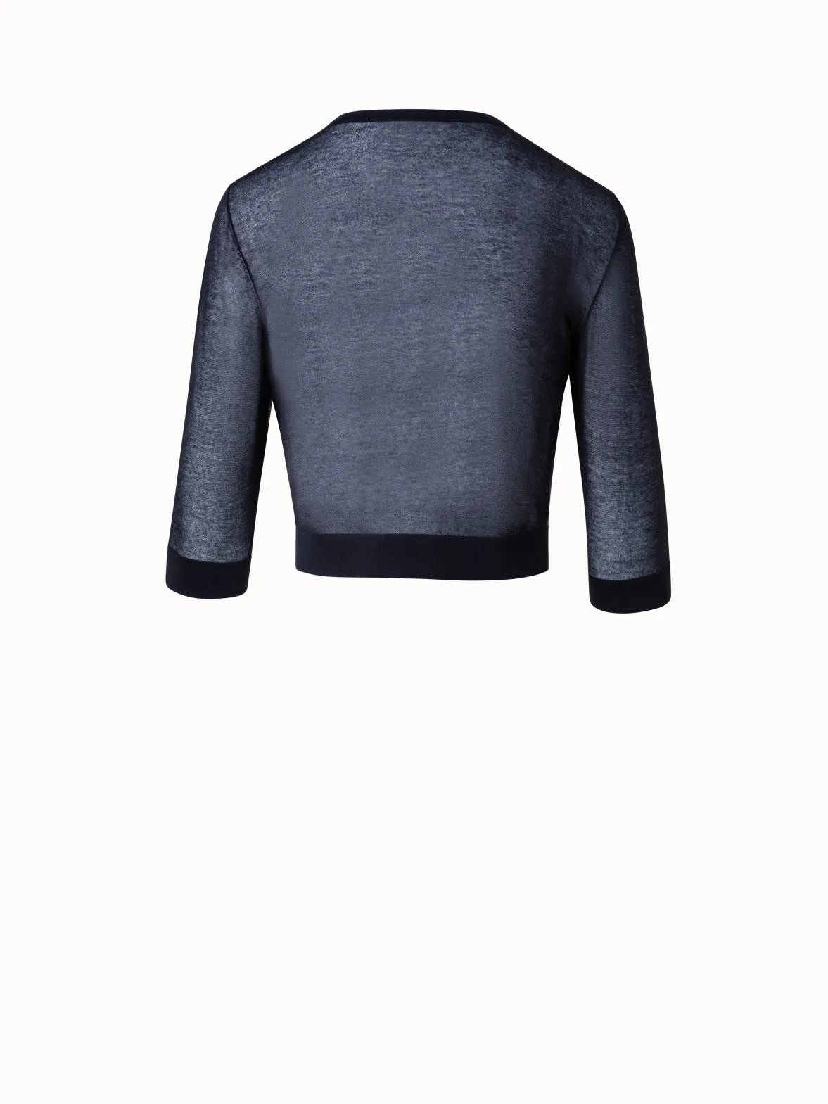 Semi-Sheer Short Knit Cardigan in Cotton Blend