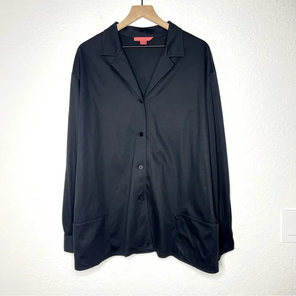 Shamask Black Linen Knit Button Up Short Jacket size 3 Women’s 16-20 NEW