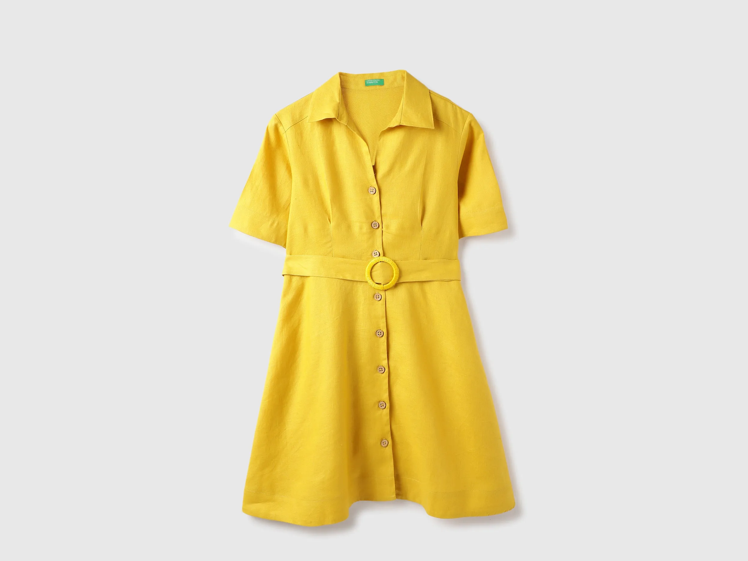 Shirt Collar Solid A-Line Dress
