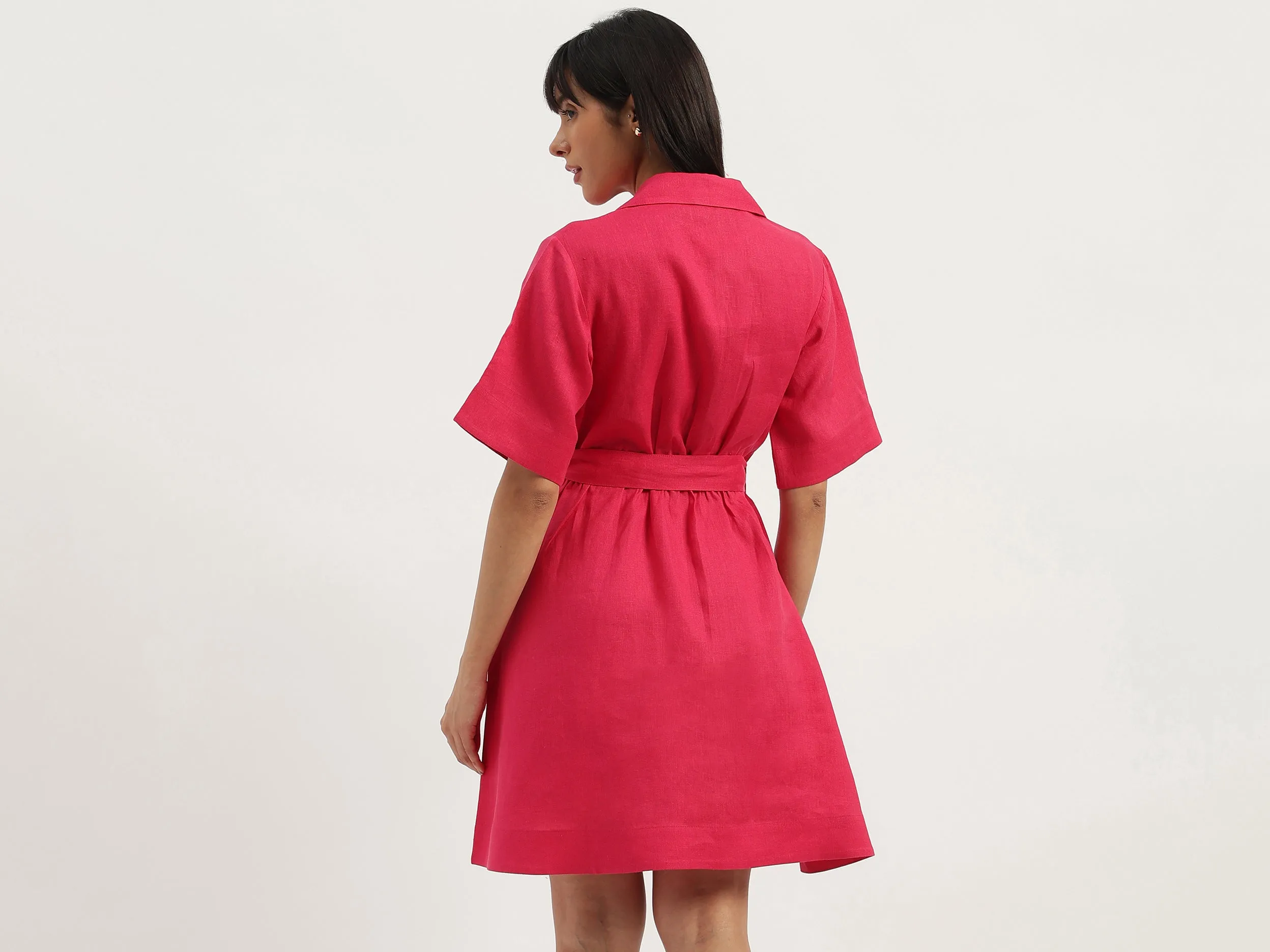 Shirt Collar Solid A-Line Dress