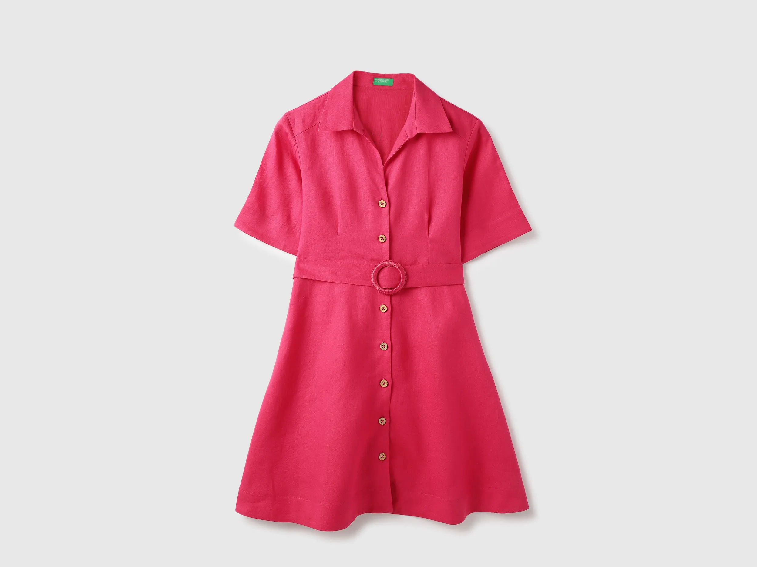 Shirt Collar Solid A-Line Dress