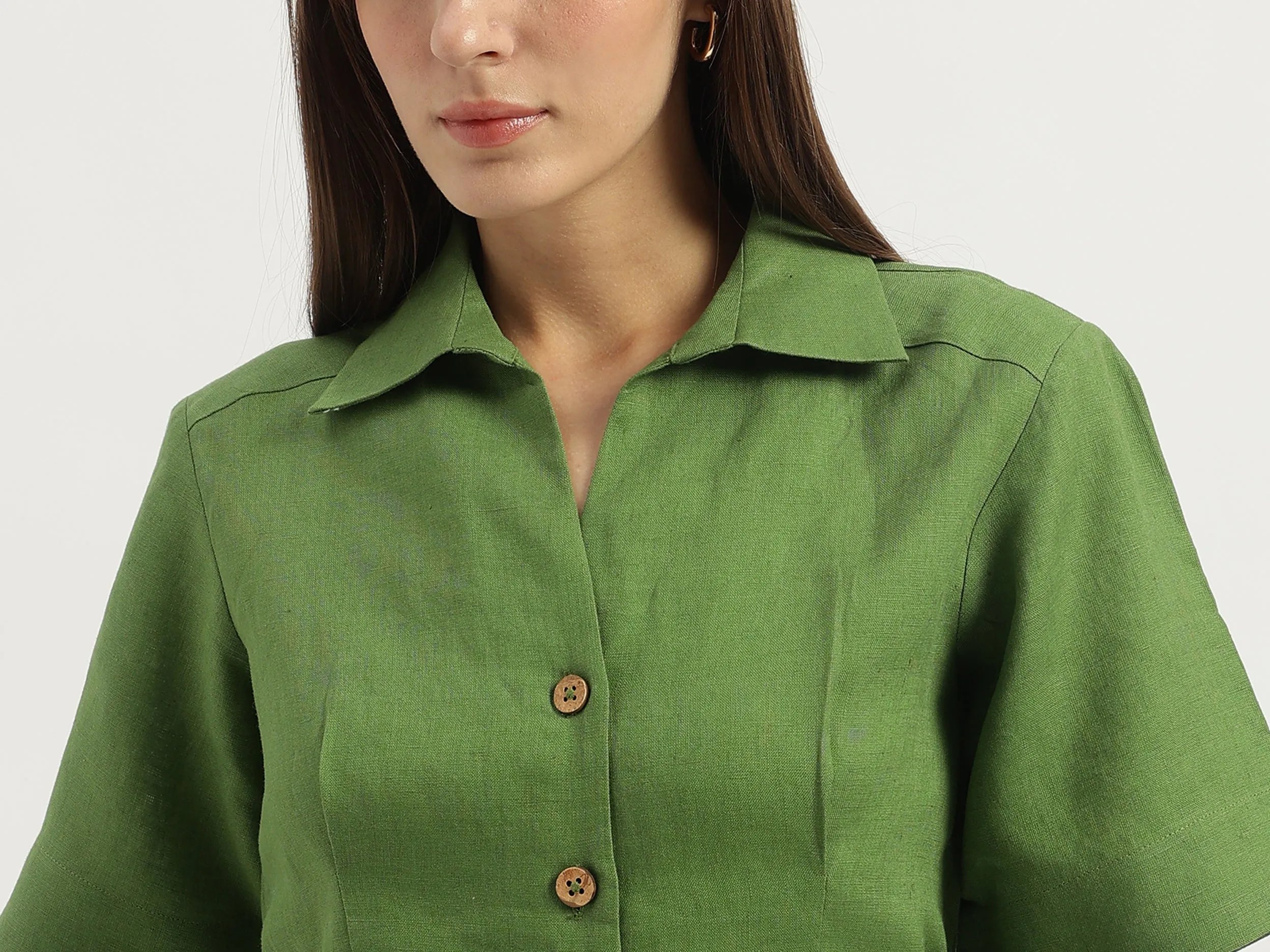 Shirt Collar Solid A-Line Dress