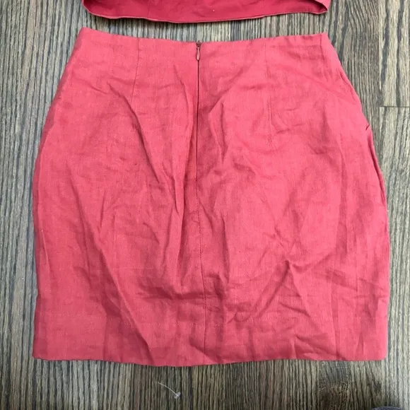 Showpo Amalie The Label Linen Puff Sleeve Crop Top &amp; Skirt Set 2US