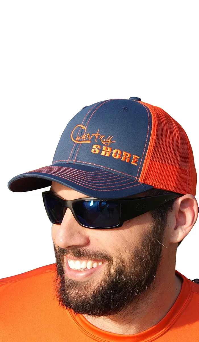 Signature Series Snapback Mesh Trucker Hat - Orange and Blue