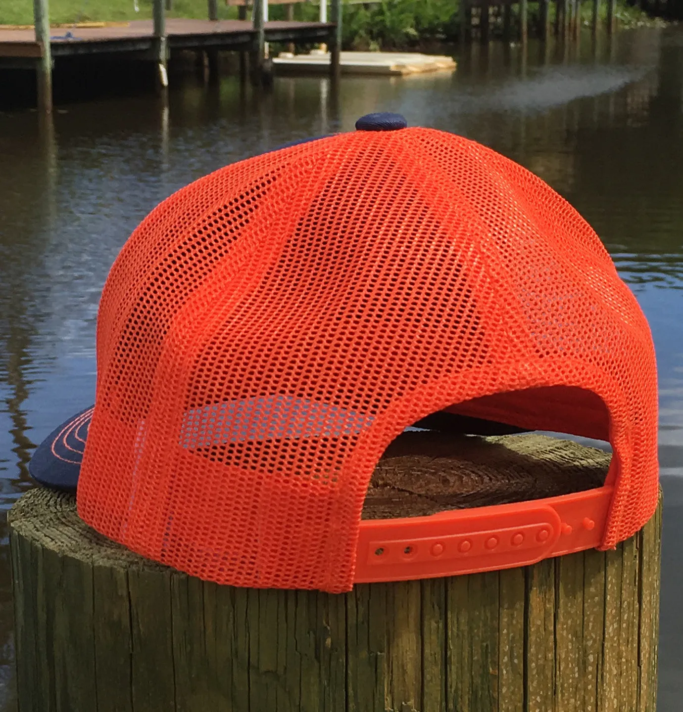 Signature Series Snapback Mesh Trucker Hat - Orange and Blue
