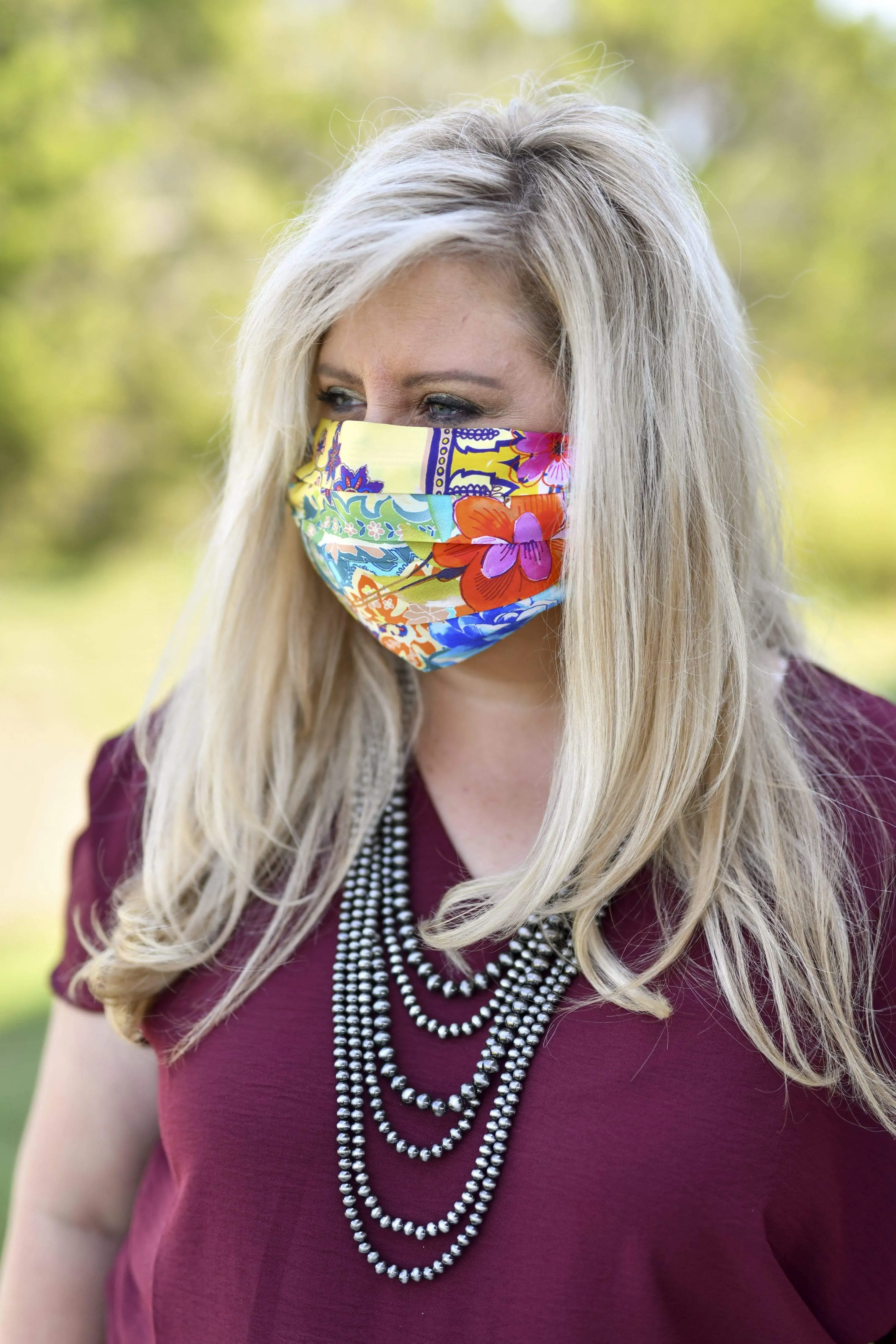 Silk Charmeuse Mask- Bright Pattern