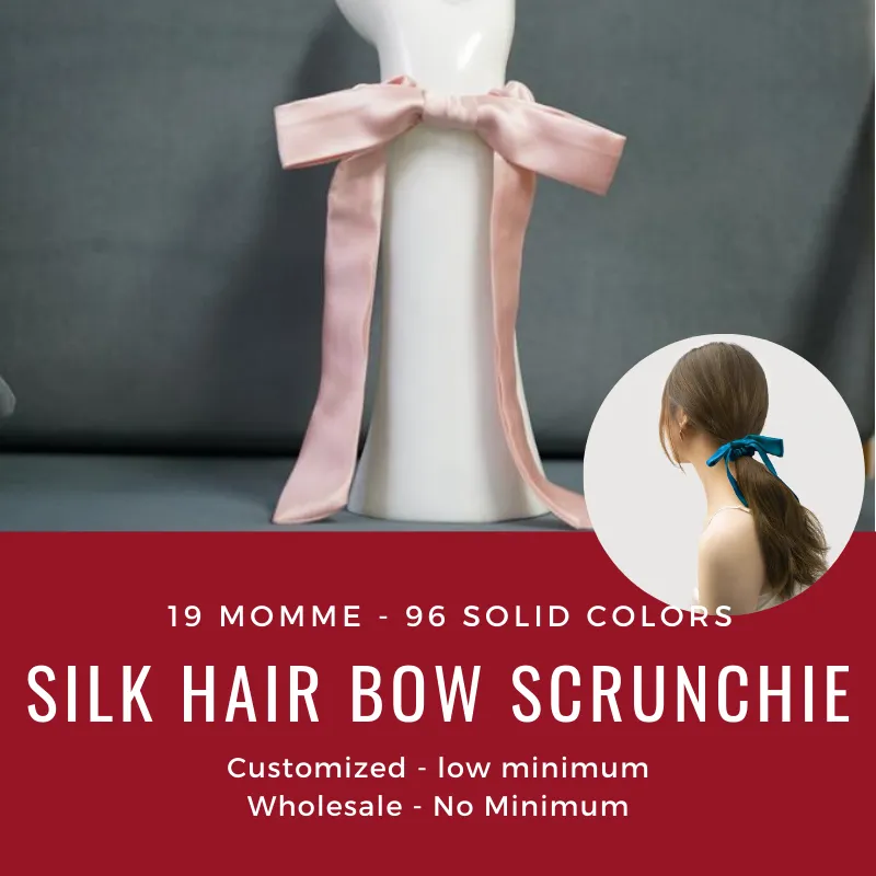 Silk Hair Bow Scrunchie Custom Wholesale