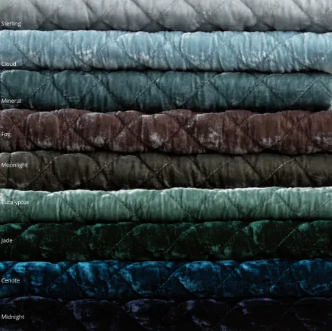 Silk Velvet Quilted Coverlet - Moonlight - King