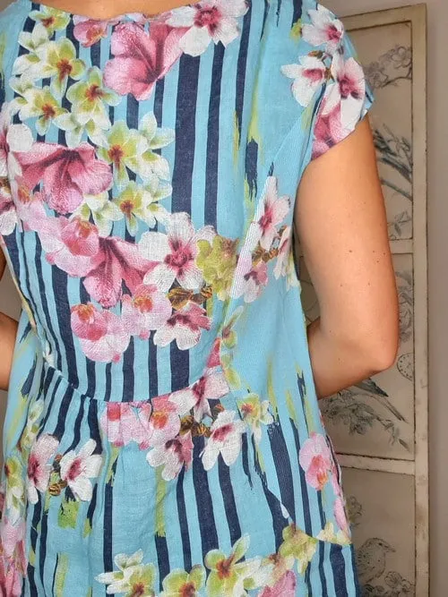 Sky Blue Paint Stripe Kennedy Dress