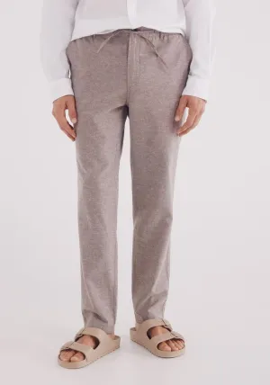 Slim Fit Linen Chinos Trousers - Tan