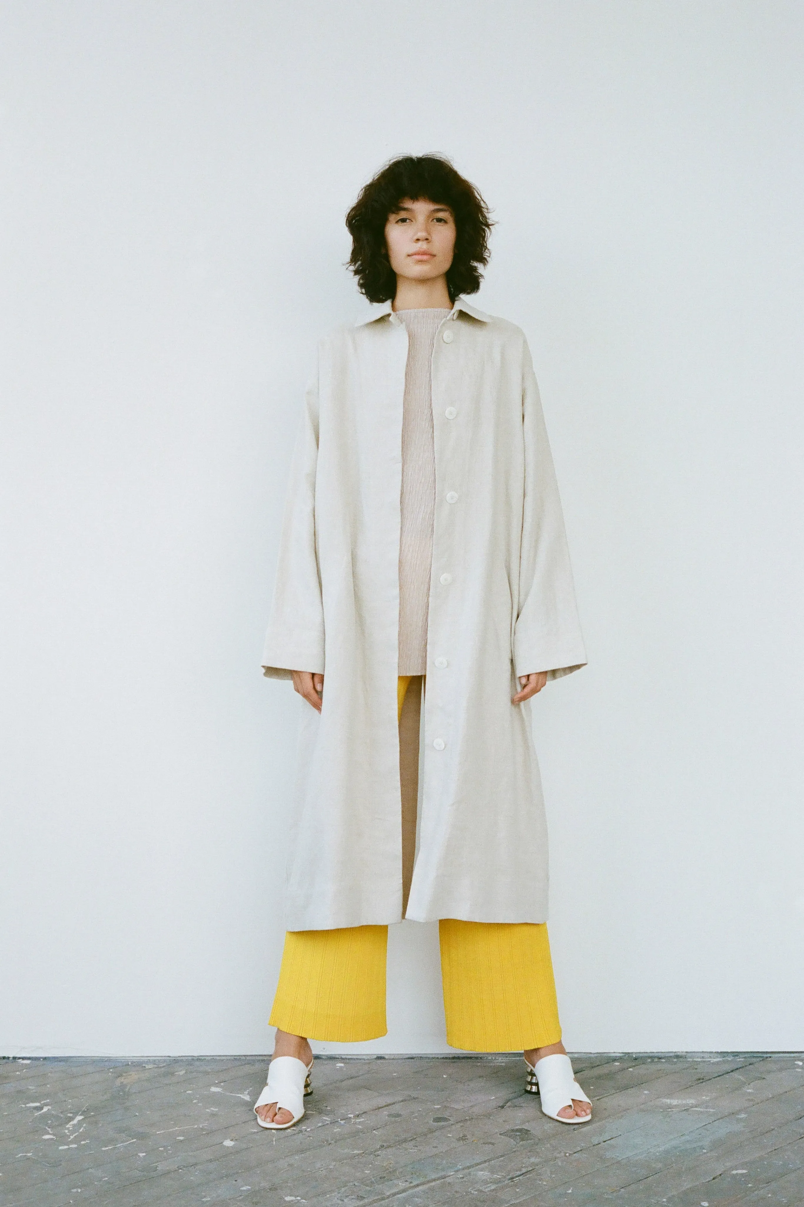 Slit Back Duster - Flax