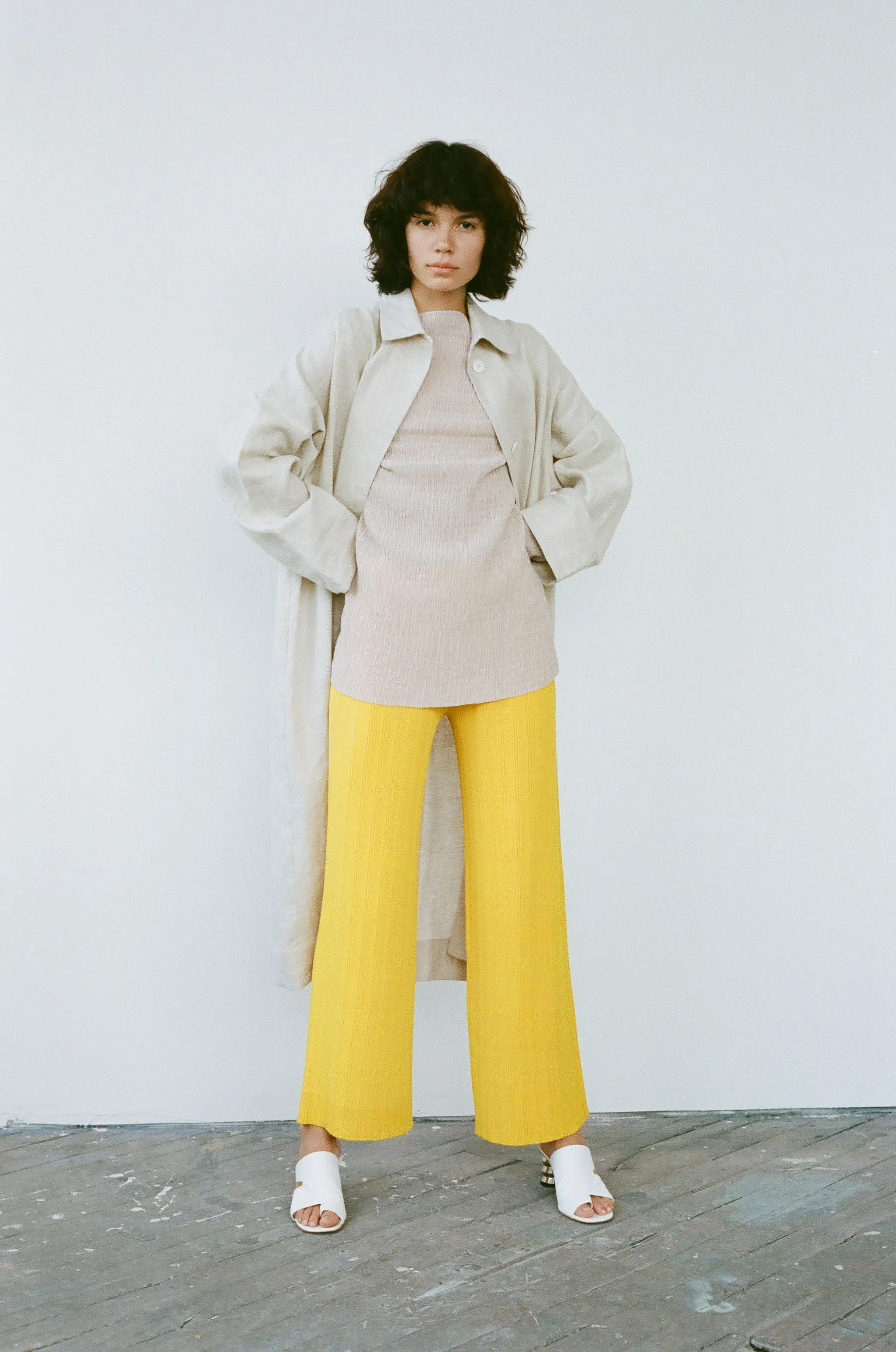 Slit Back Duster - Flax