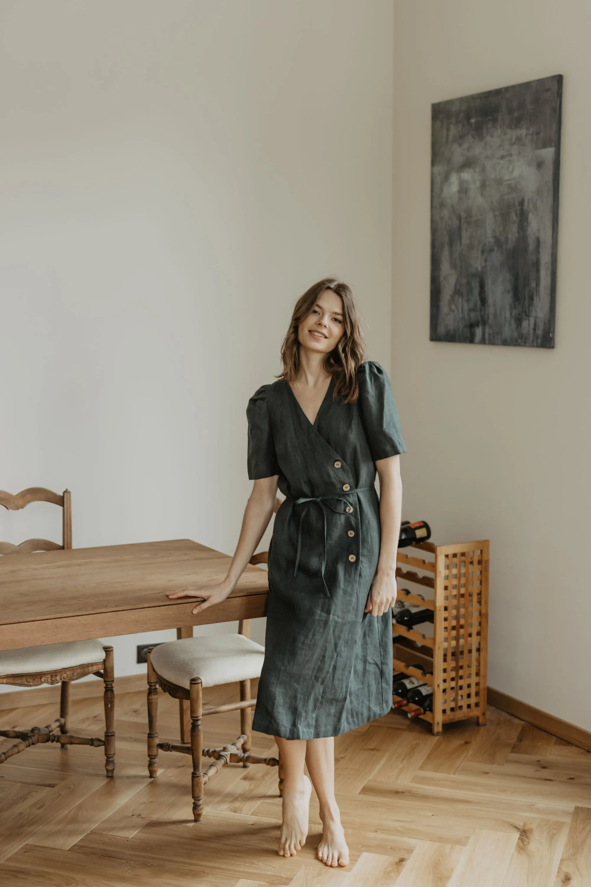 Smiltyne Linen Wrap Dress
