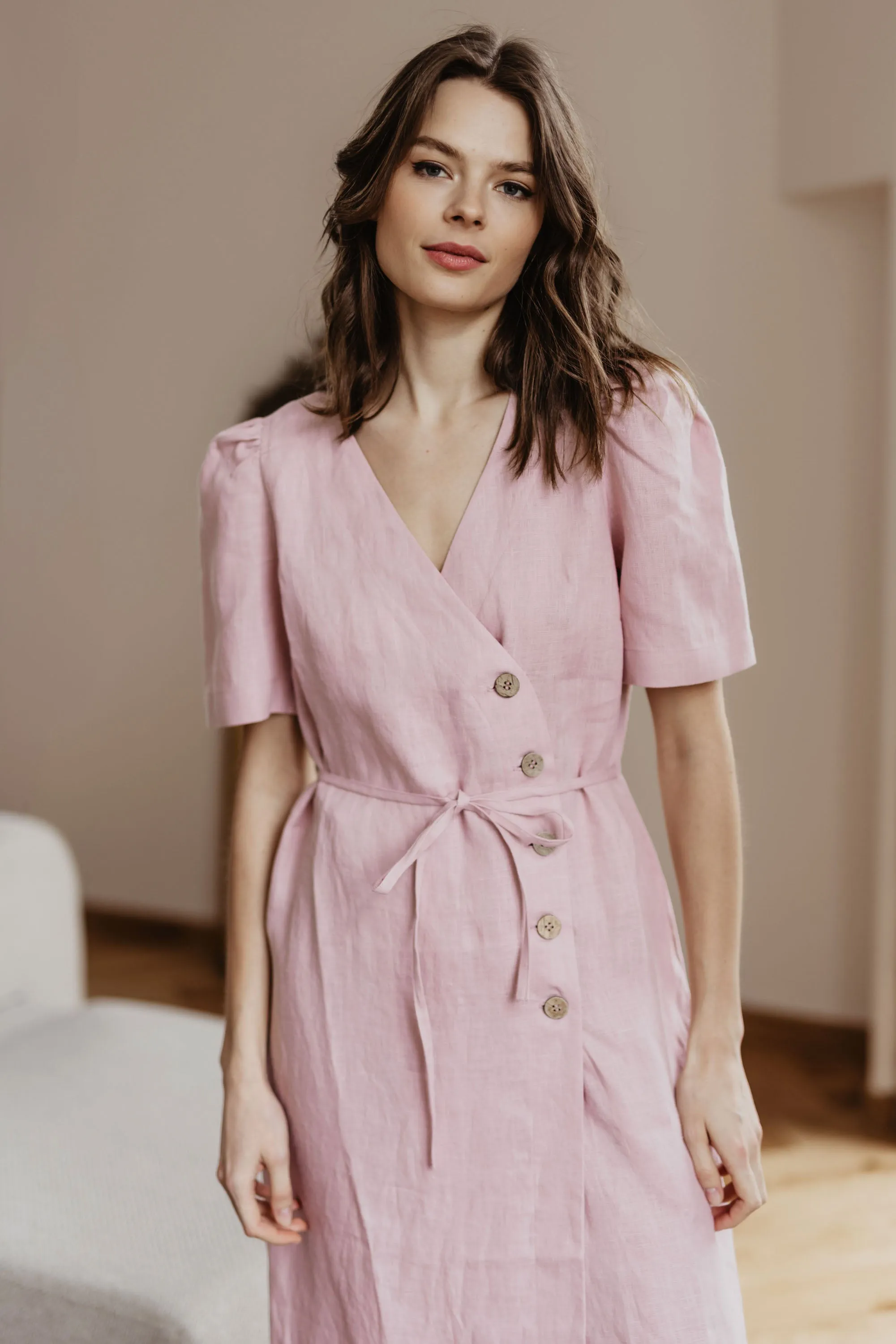Smiltyne Linen Wrap Dress