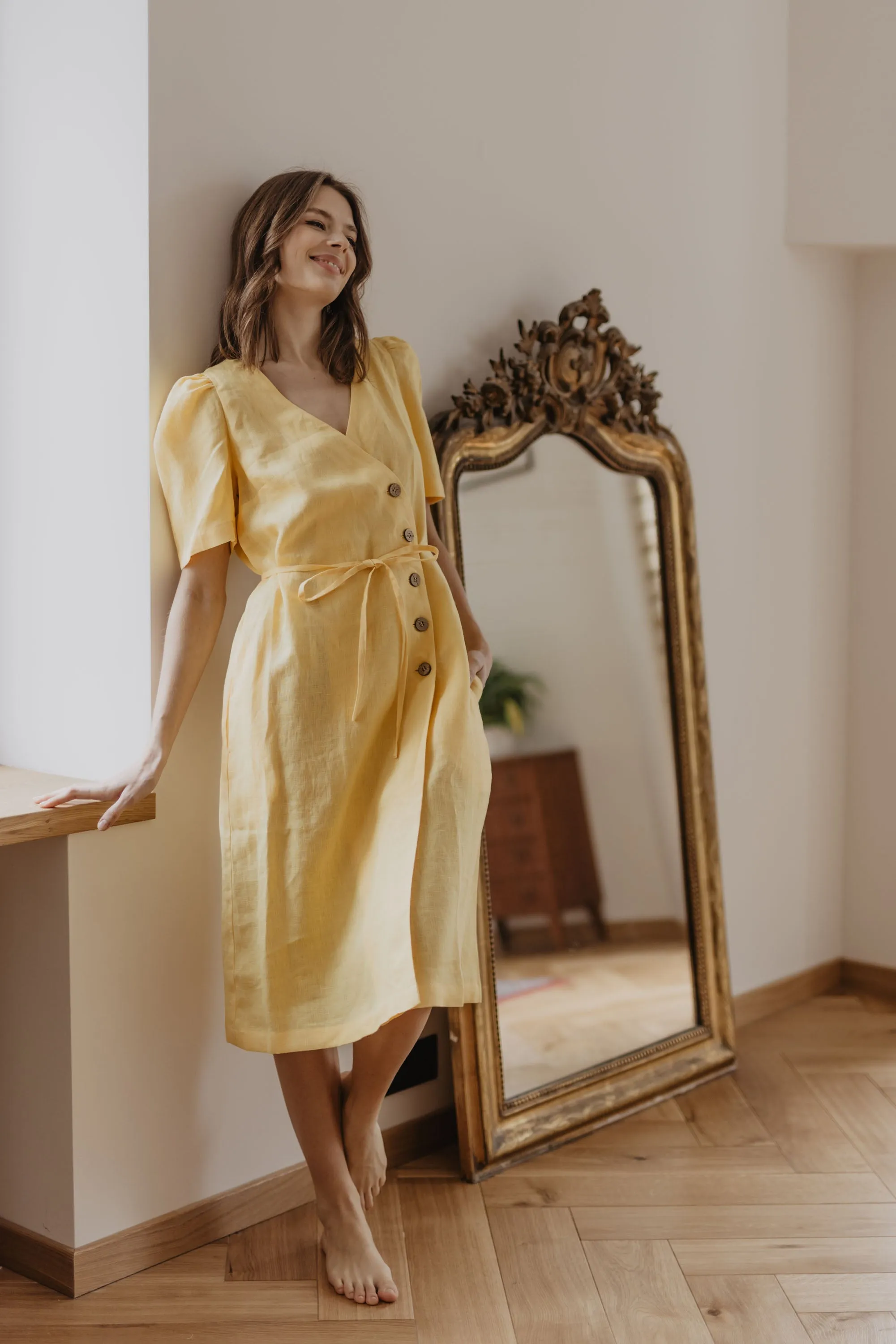 Smiltyne Linen Wrap Dress