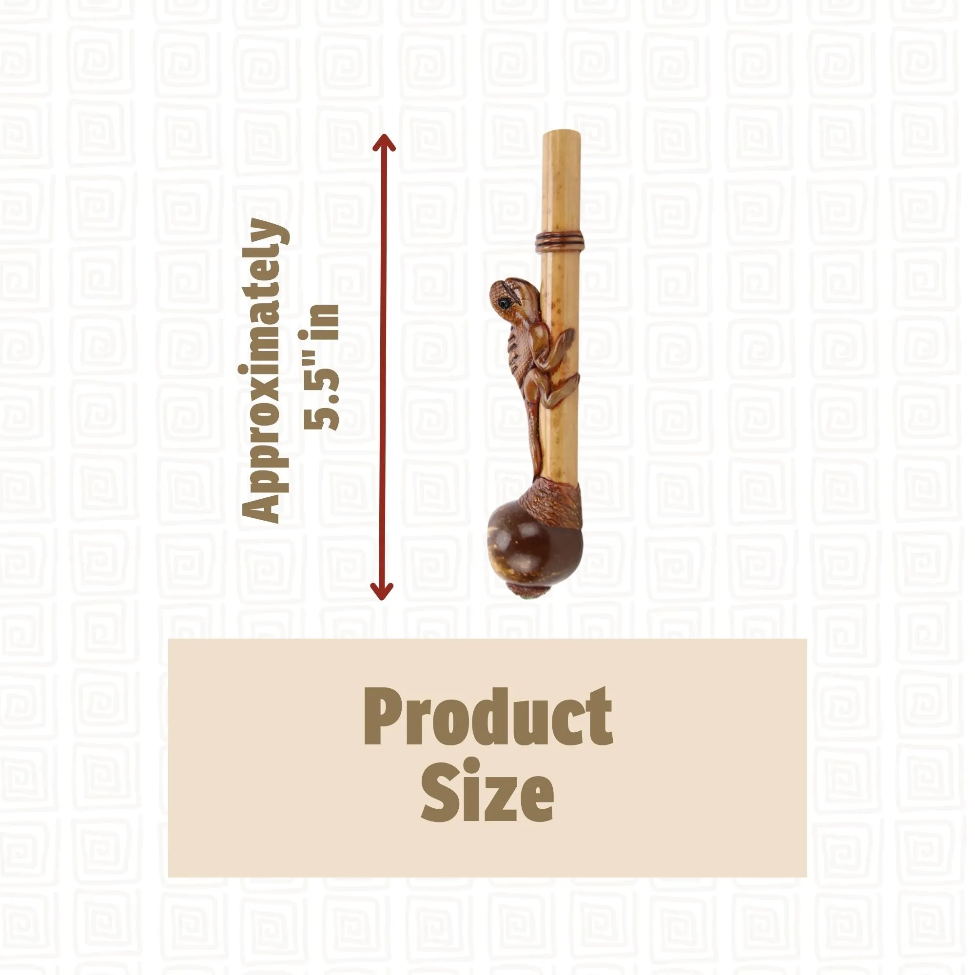 Smoking Pipe w/ Bamboo Stem - Iguana Design