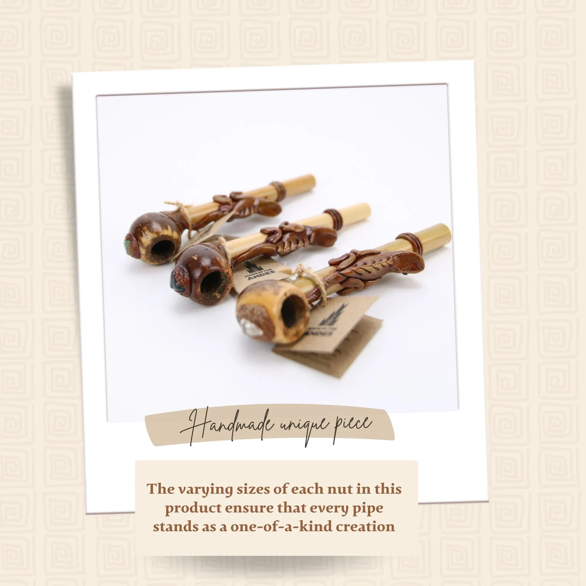 Smoking Pipe w/ Bamboo Stem - Iguana Design