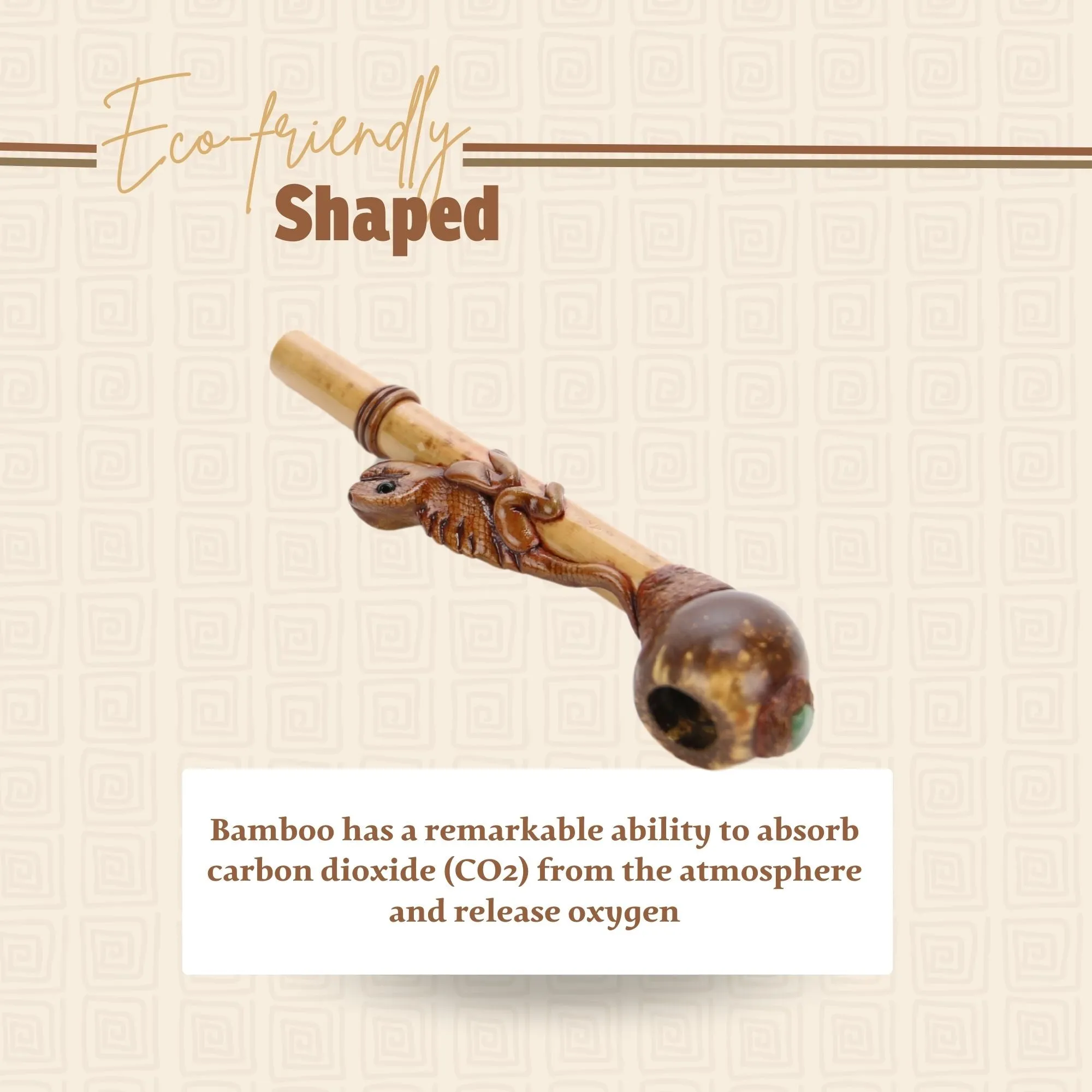 Smoking Pipe w/ Bamboo Stem - Iguana Design