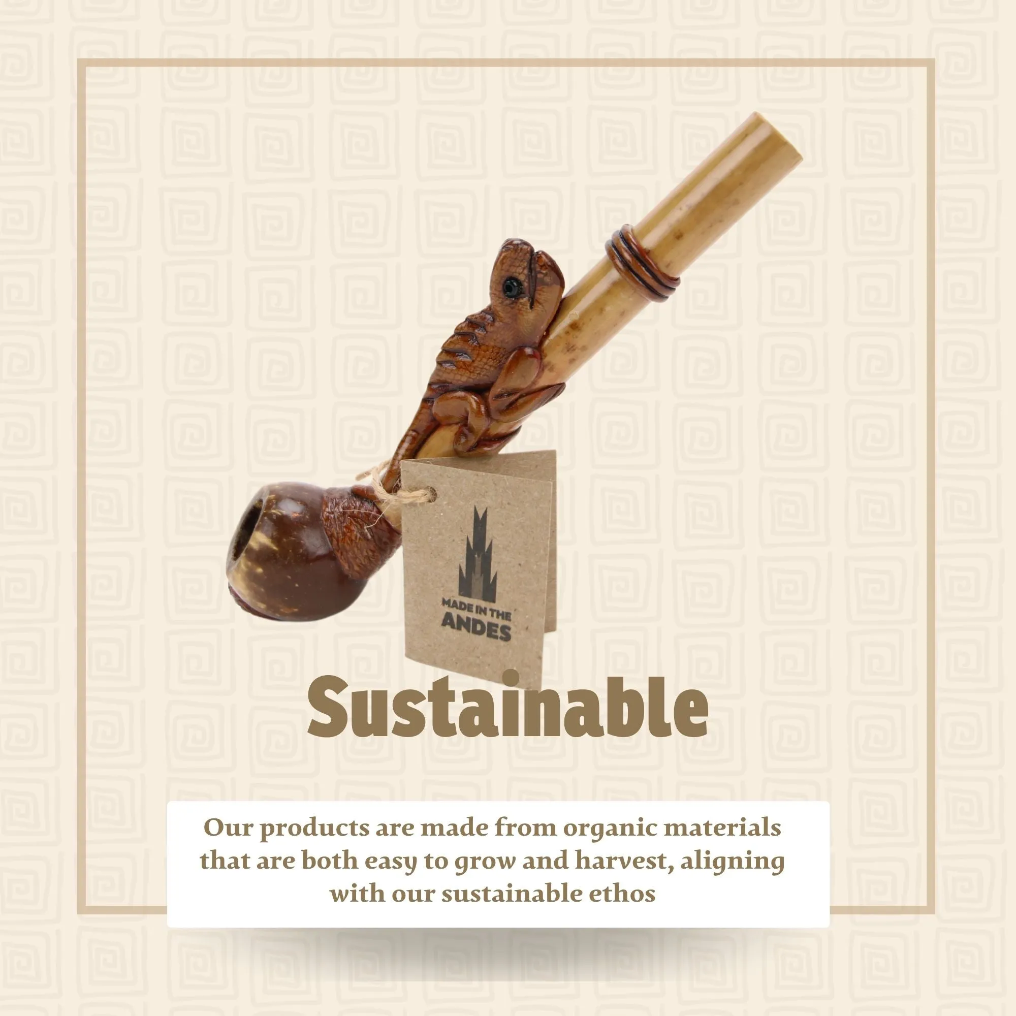 Smoking Pipe w/ Bamboo Stem - Iguana Design