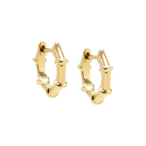 Solid Bamboo Huggie Earring 14K