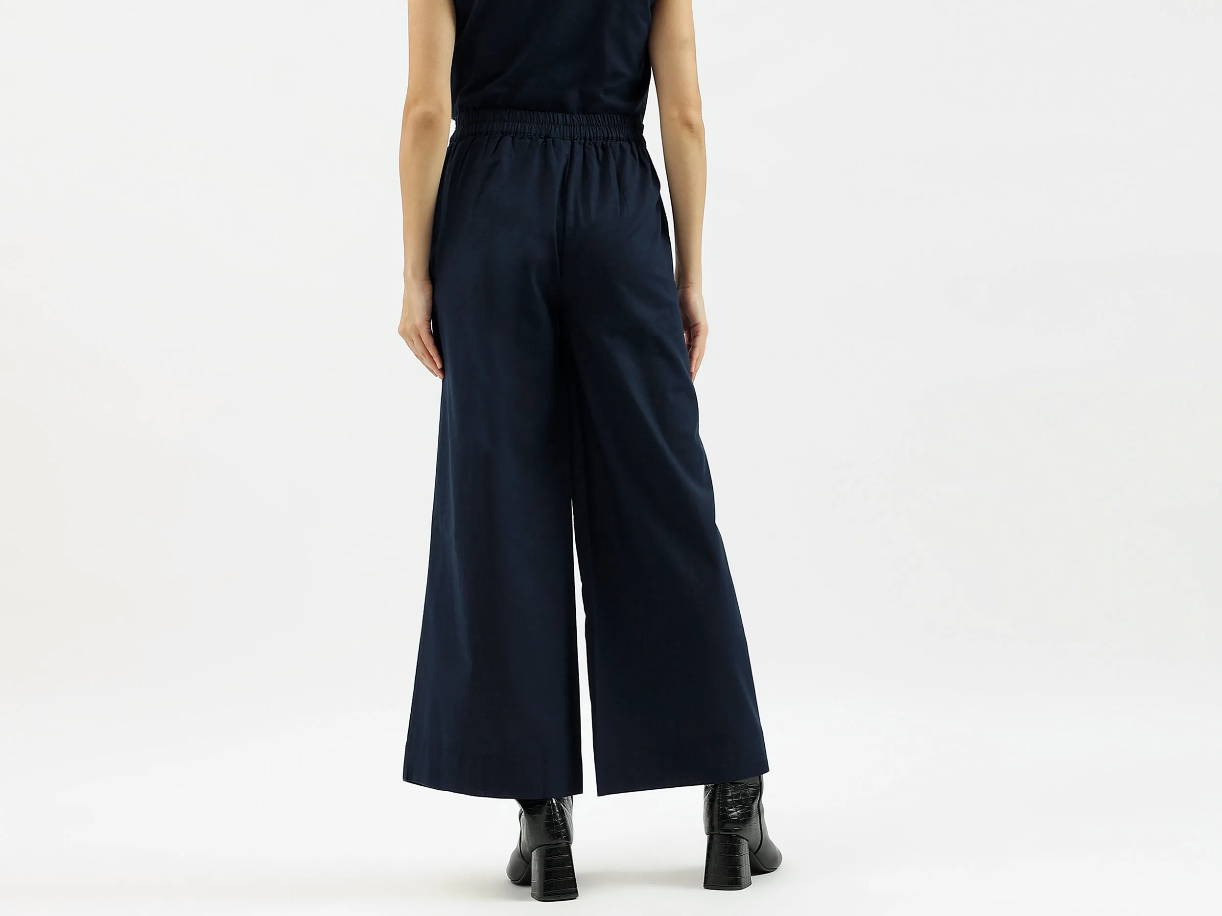 Solid Wide Leg Flared Pants