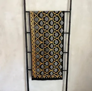 Songket Fabric - Black Gold & Copper