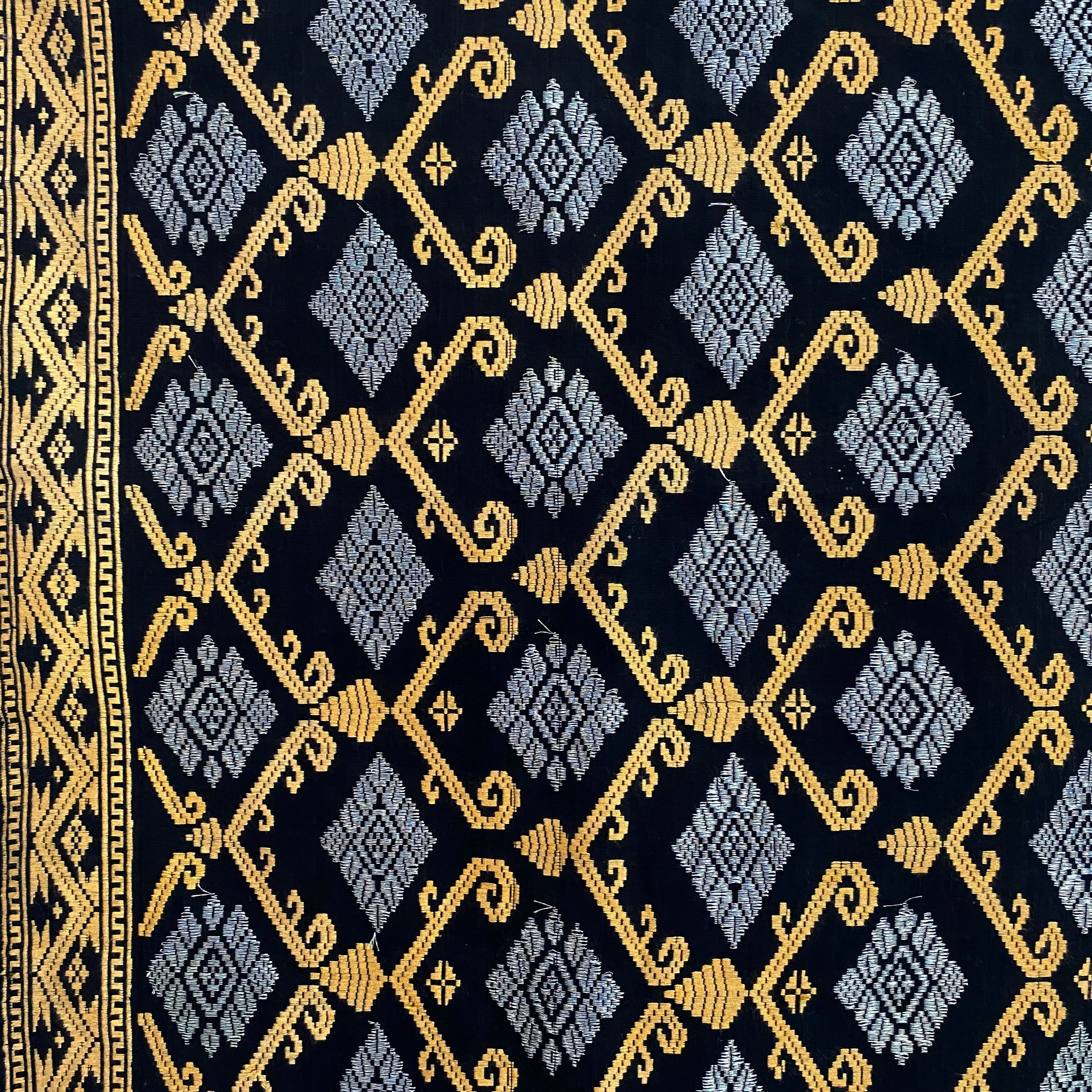 Songket Fabric - Black Gold & Copper