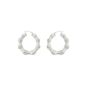 Special Design Bamboo Hoop Earrings (Silver)