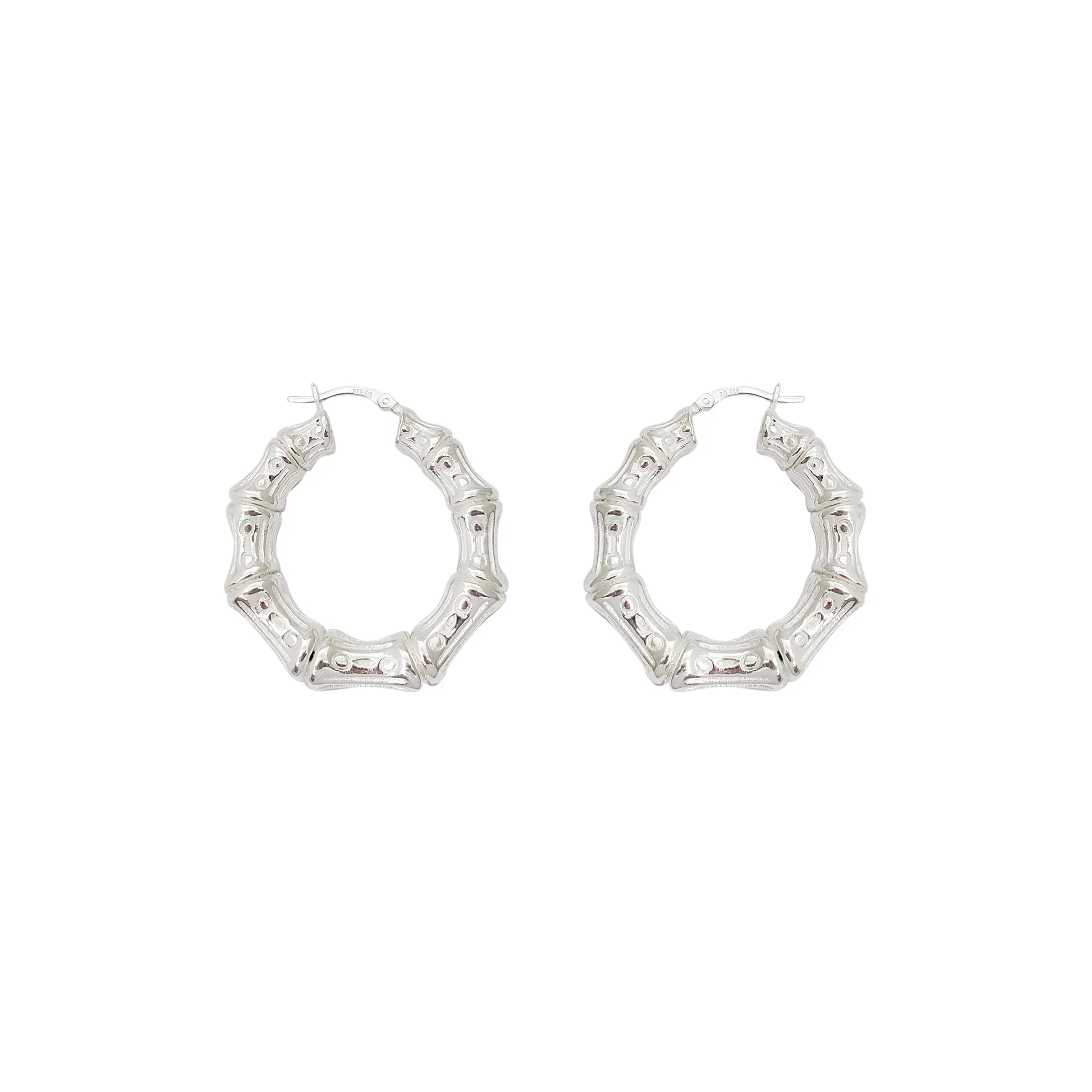 Special Design Bamboo Hoop Earrings (Silver)