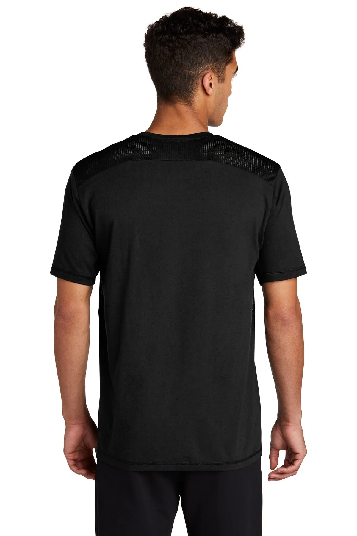 Sport-Tek  PosiCharge  Tri-Blend Wicking Draft Tee. ST410 Black/ Black Triad Solid