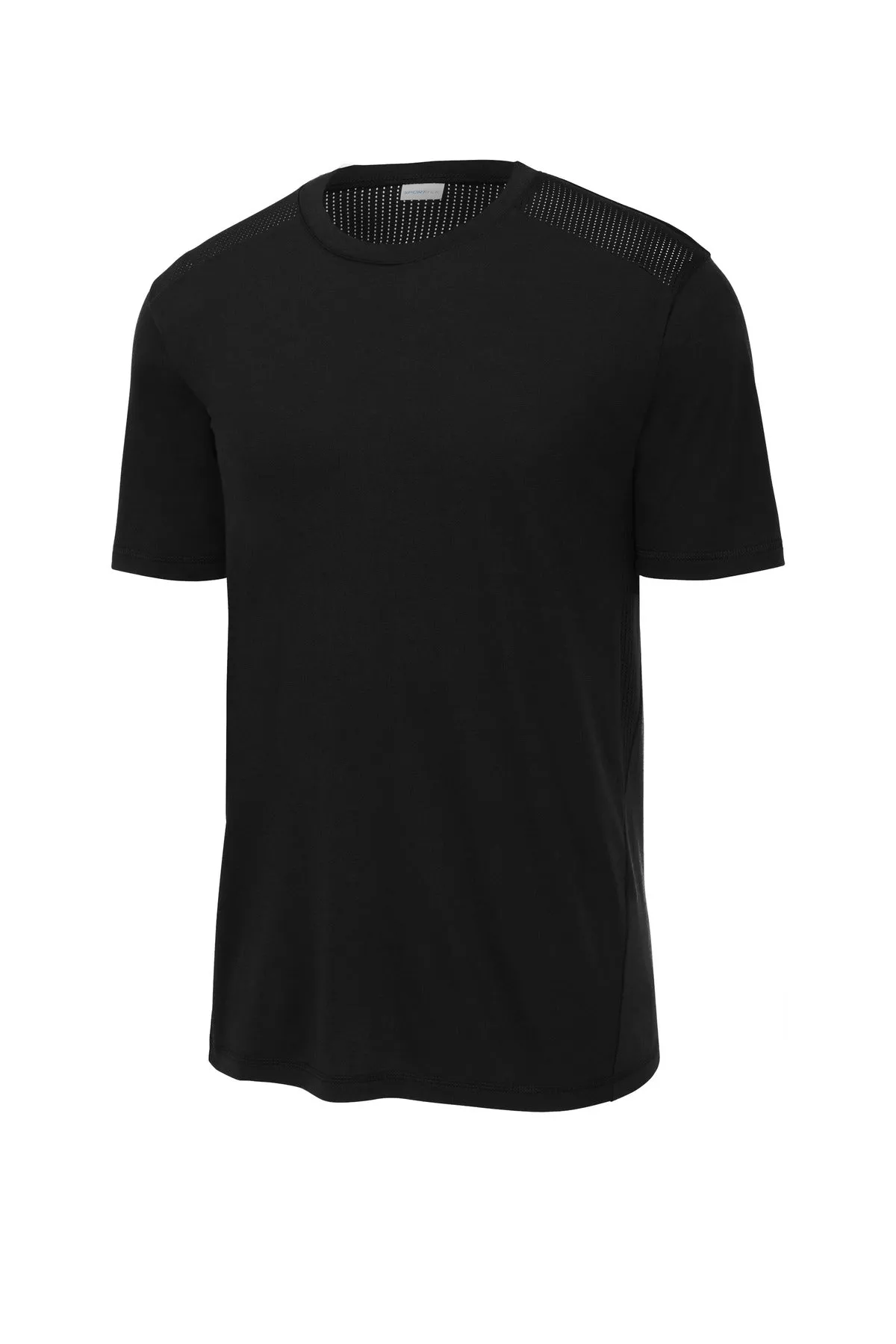 Sport-Tek  PosiCharge  Tri-Blend Wicking Draft Tee. ST410 Black/ Black Triad Solid