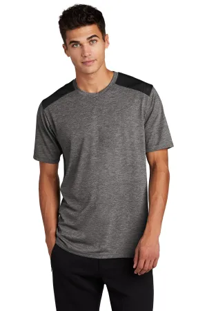 Sport-Tek  PosiCharge  Tri-Blend Wicking Draft Tee. ST410 Black/ Dark Grey Heather
