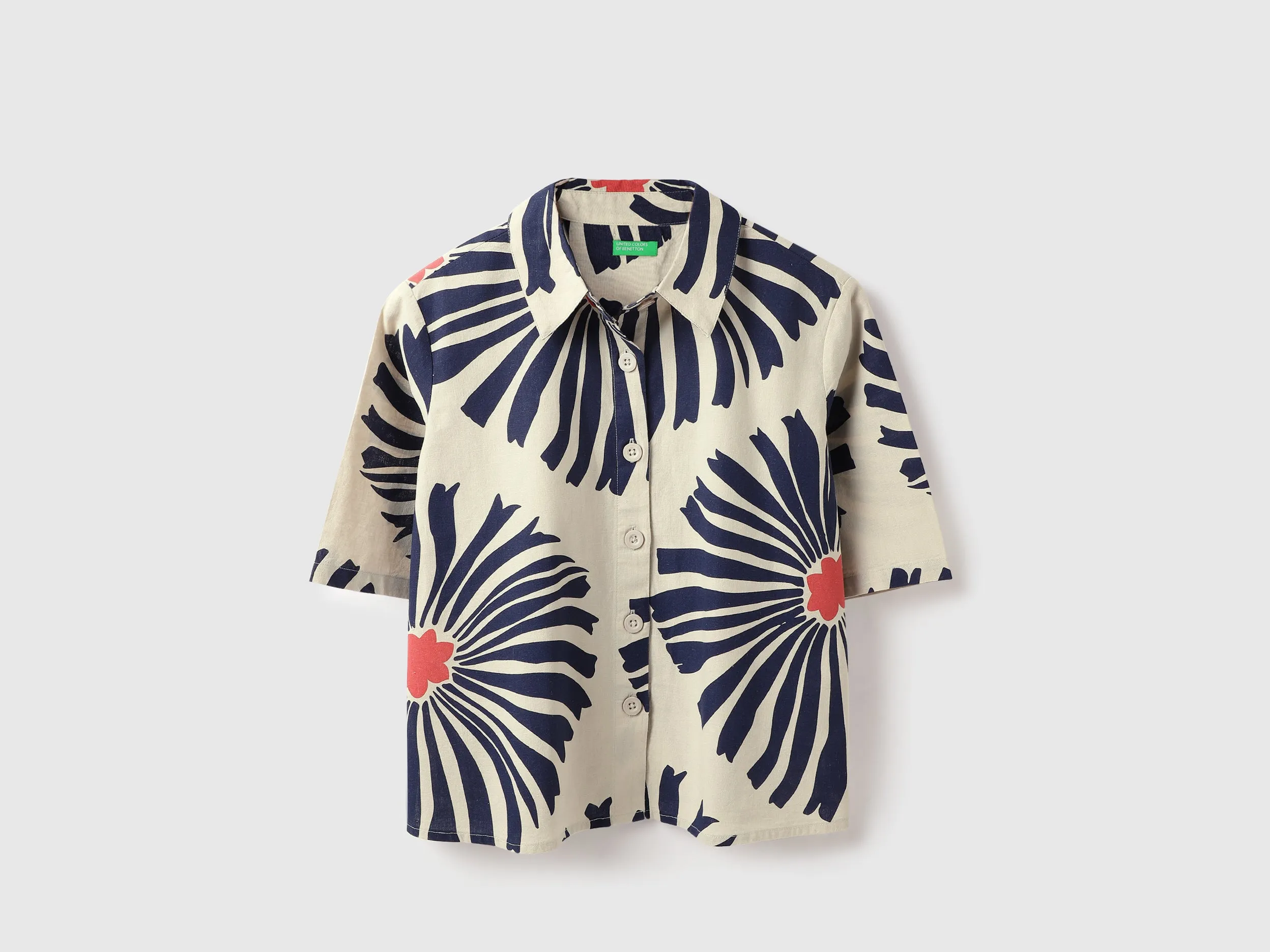 Spread Collar Printed Shirt
