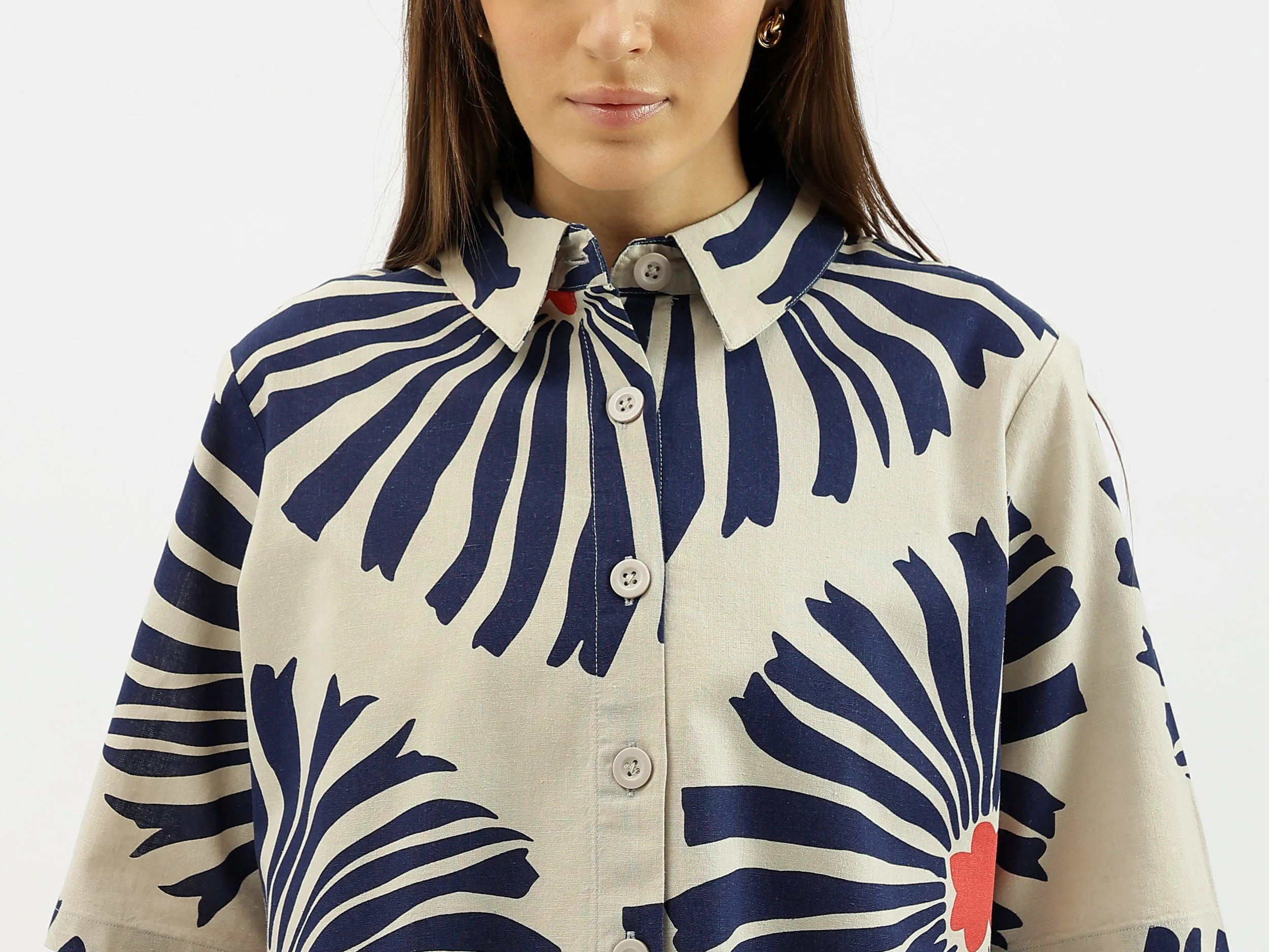 Spread Collar Printed Shirt
