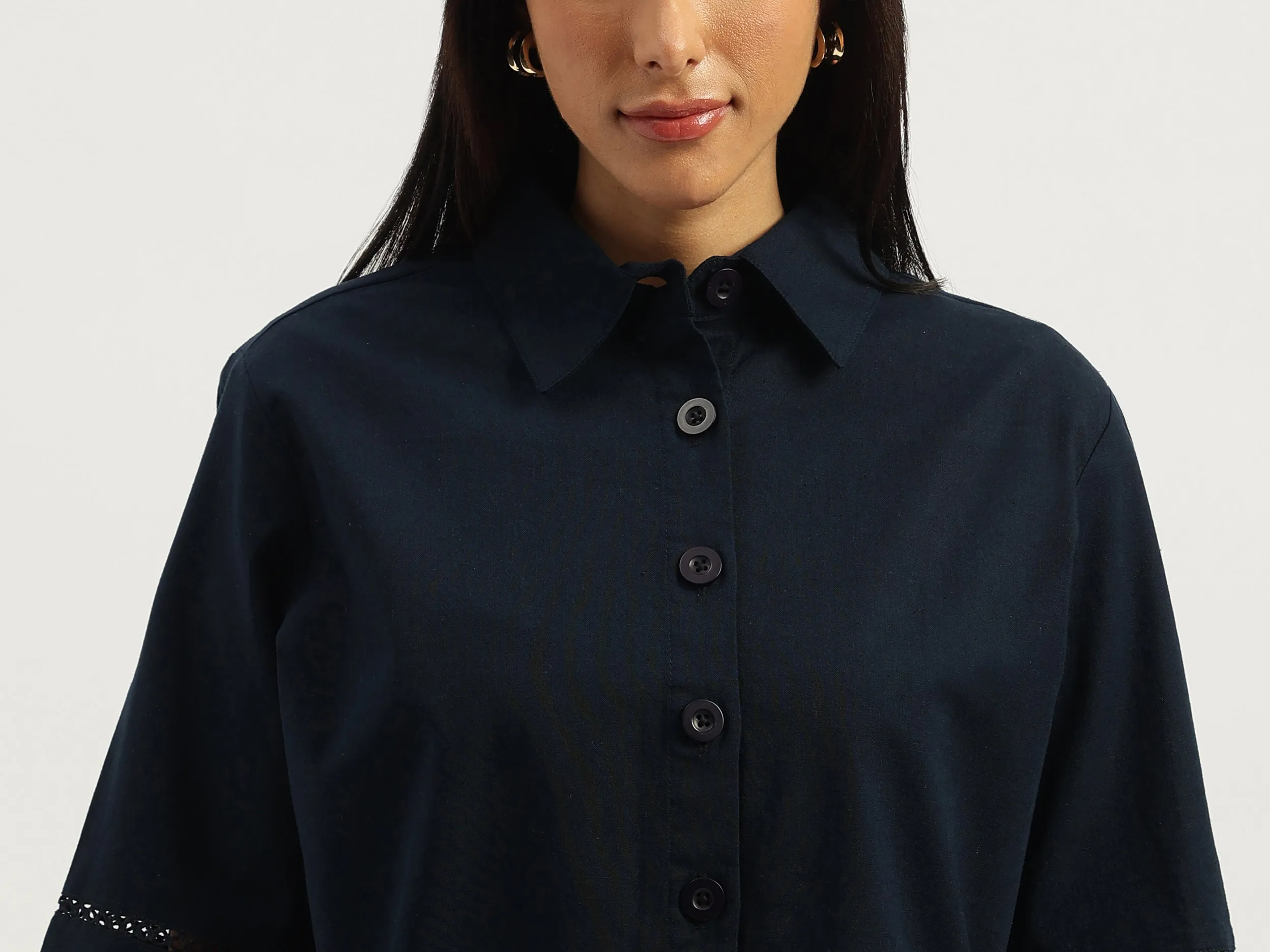 Spread Collar Solid Shirt