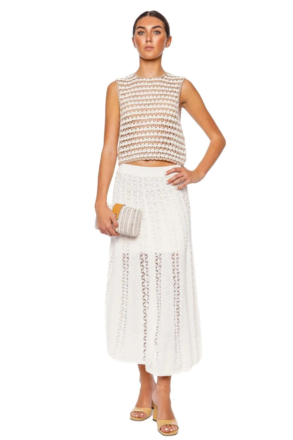 Tallow Gold & Ivory Crochet Tank Top