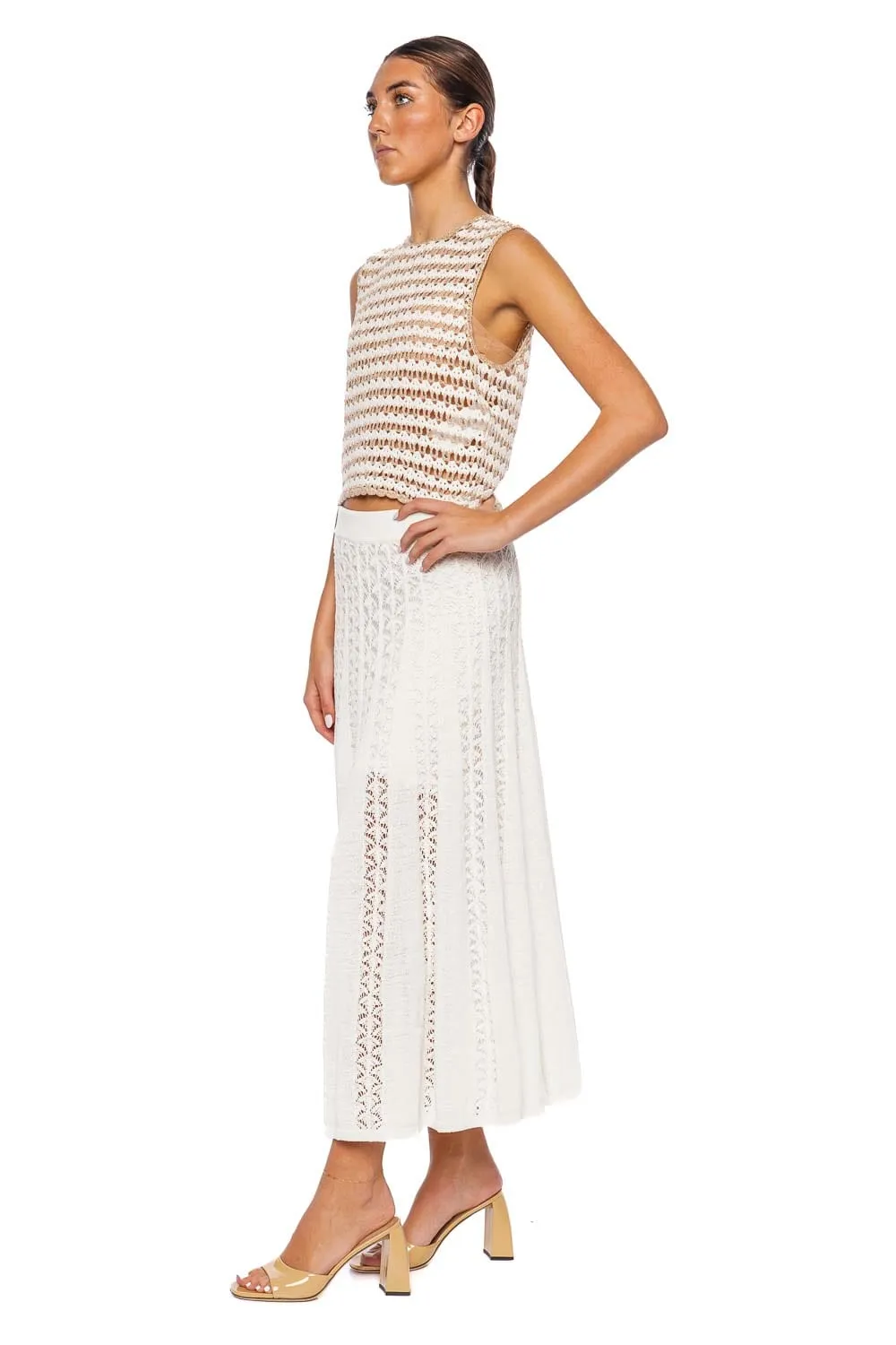 Tallow Gold & Ivory Crochet Tank Top