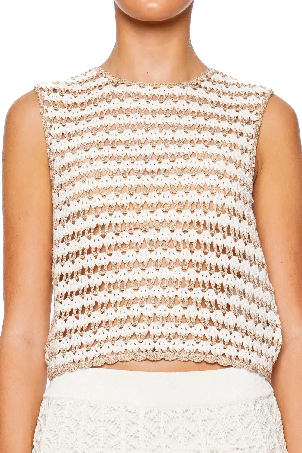Tallow Gold & Ivory Crochet Tank Top