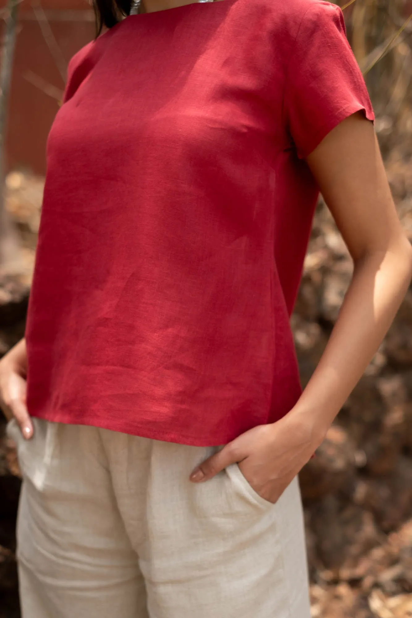 The Linen Boat Neck Top