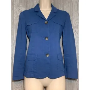 Theory Blue Linen-Blend Jacket Size 4 NWT $345