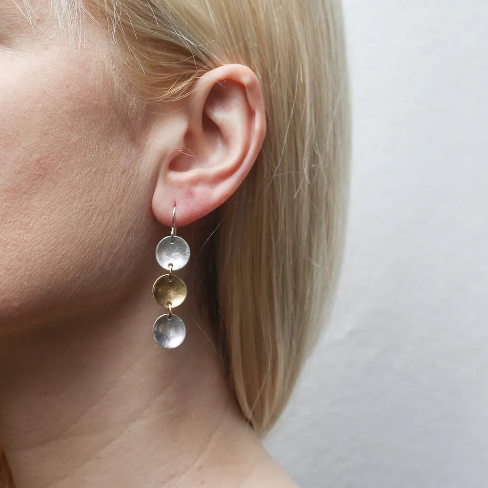 Three Dished Discs Wire Earring