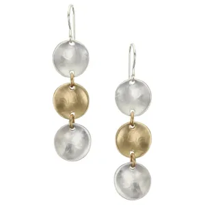 Three Dished Discs Wire Earring