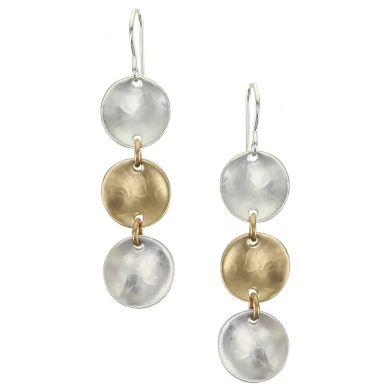 Three Dished Discs Wire Earring