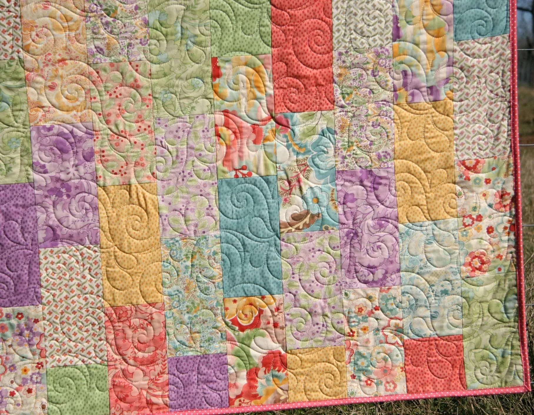 Throw Quilt, Home Decor, Handmade Blanket, Minky Blanket Adult, Gifts for Her, Home Decor, Living Room Decor, Coral Blue Purple Yellow,