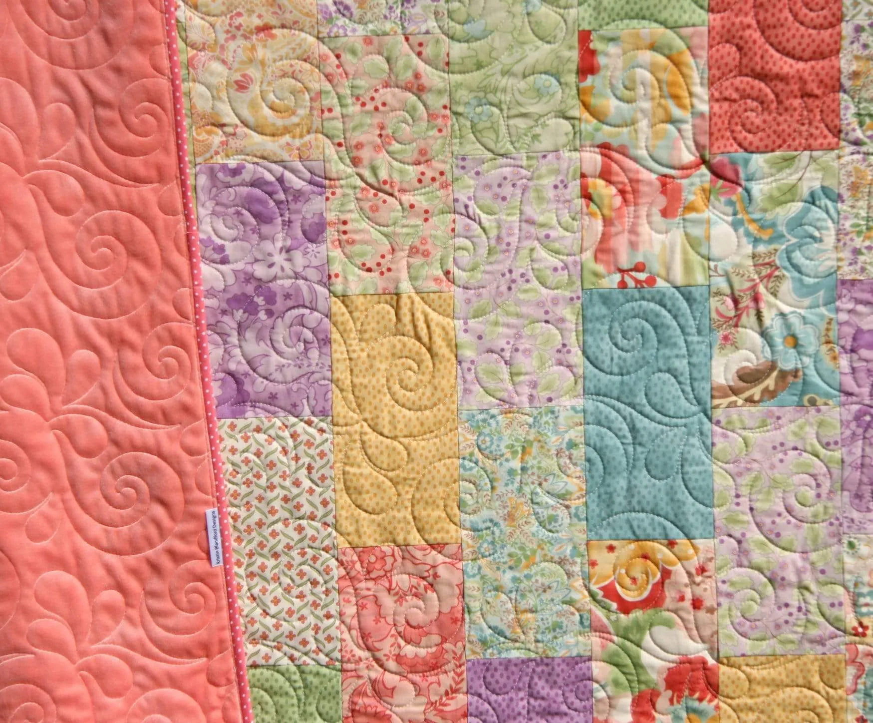 Throw Quilt, Home Decor, Handmade Blanket, Minky Blanket Adult, Gifts for Her, Home Decor, Living Room Decor, Coral Blue Purple Yellow,
