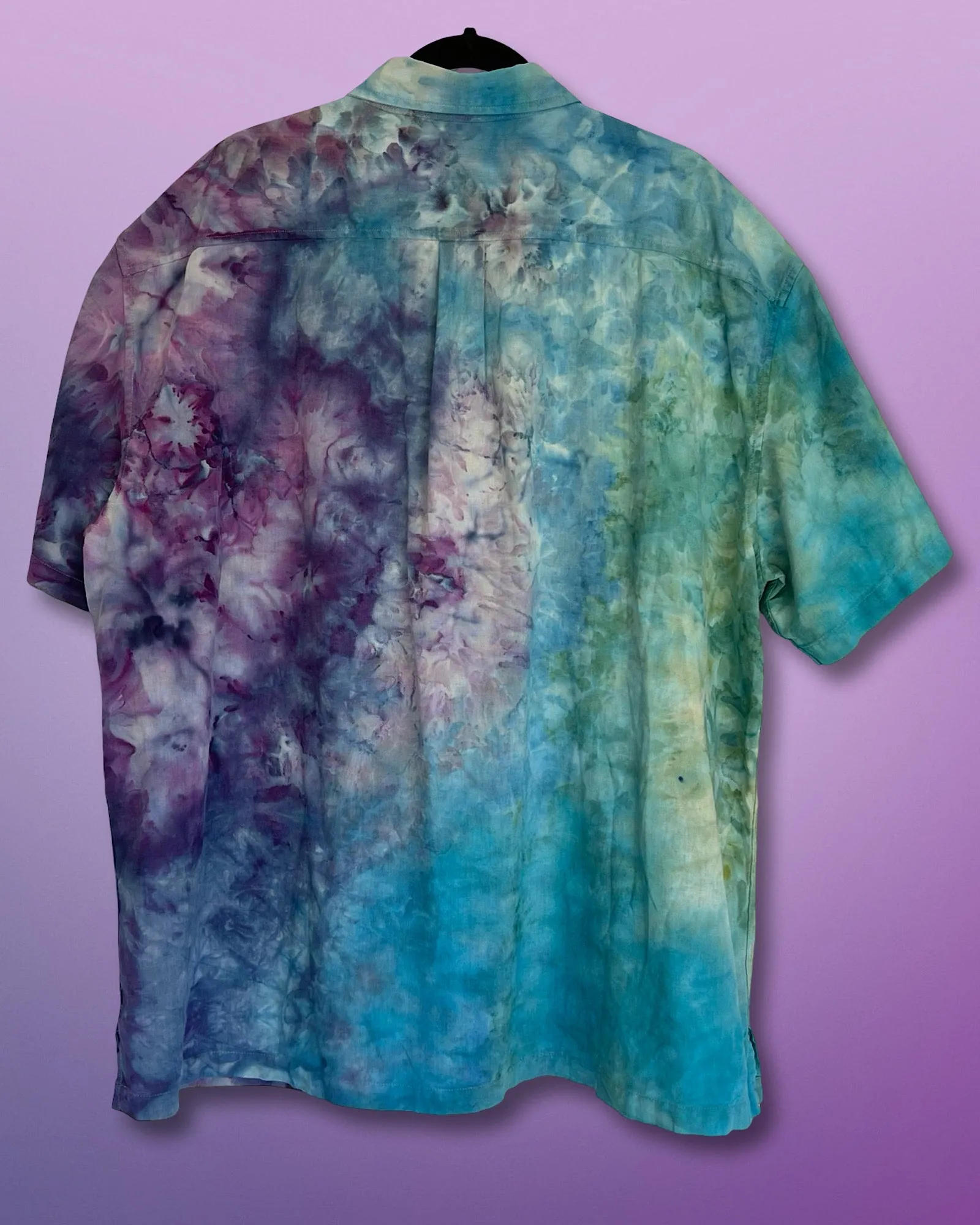 Tie Dye Short Sleeve Men's Button Down Shirt - Linen Blend - 2XL