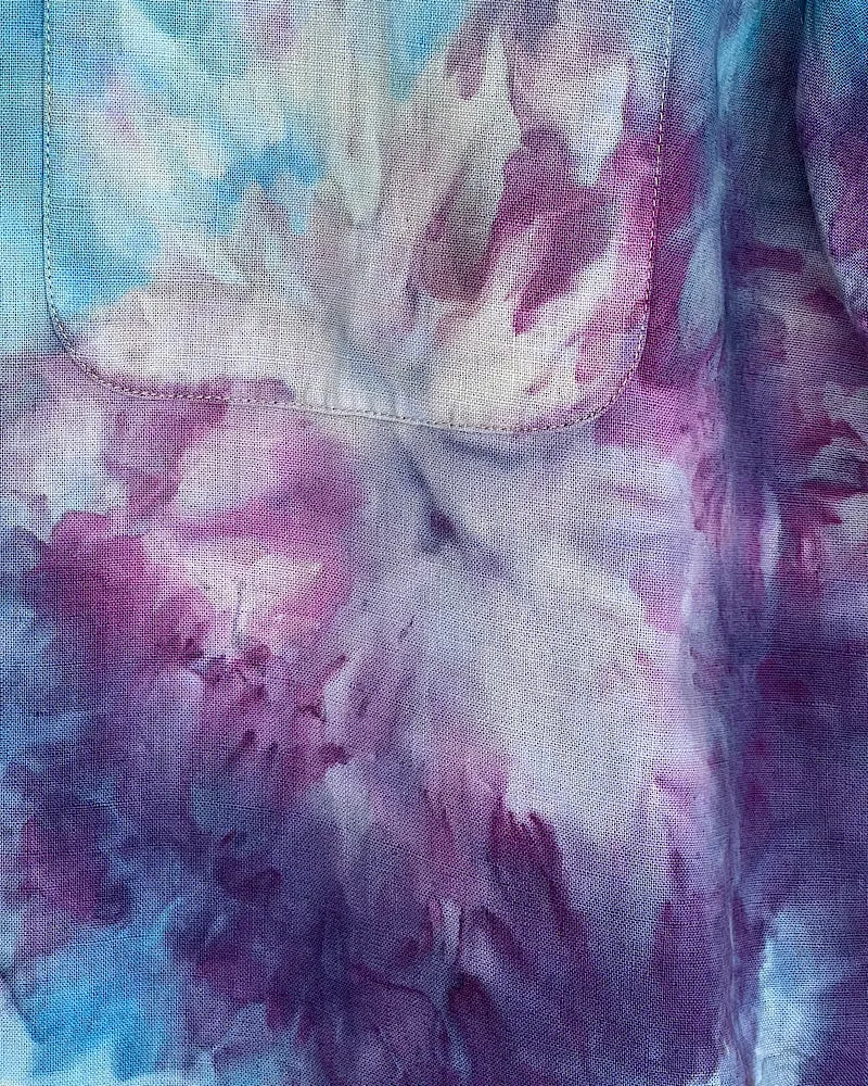 Tie Dye Short Sleeve Men's Button Down Shirt - Linen Blend - 2XL