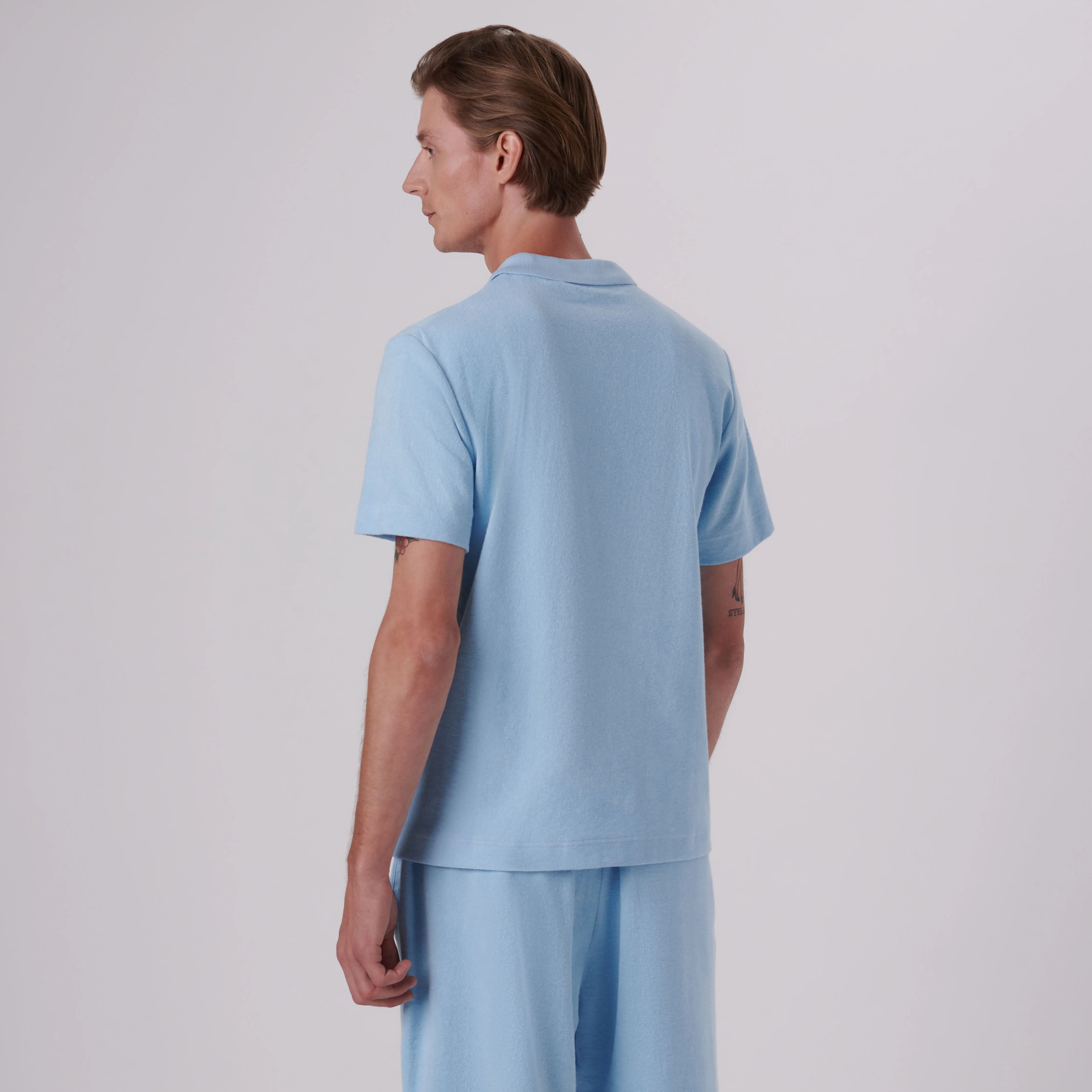 Towelling French Terry Johnny Collar Polo