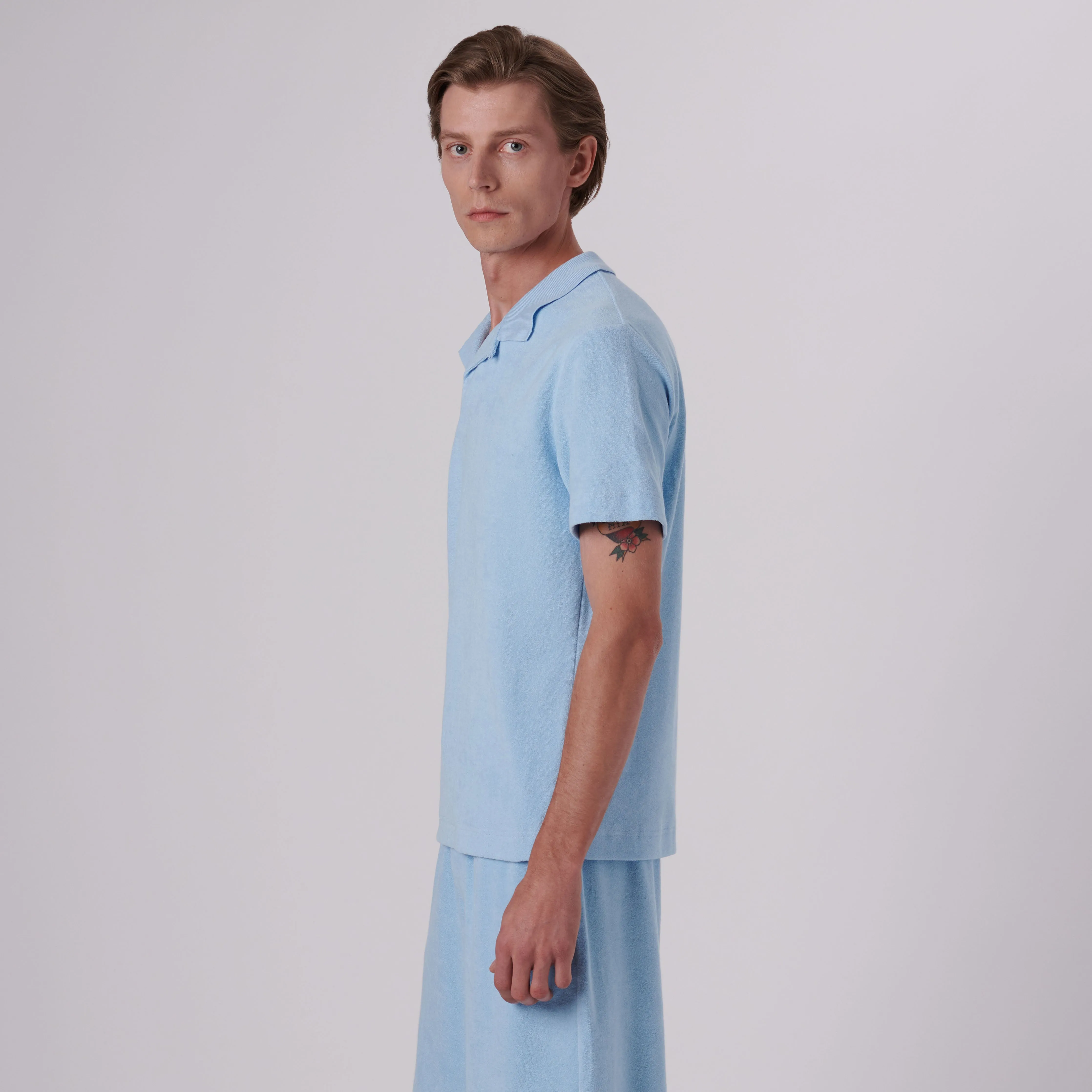 Towelling French Terry Johnny Collar Polo
